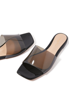 Cosmic Plexi Leather Flat Sandals